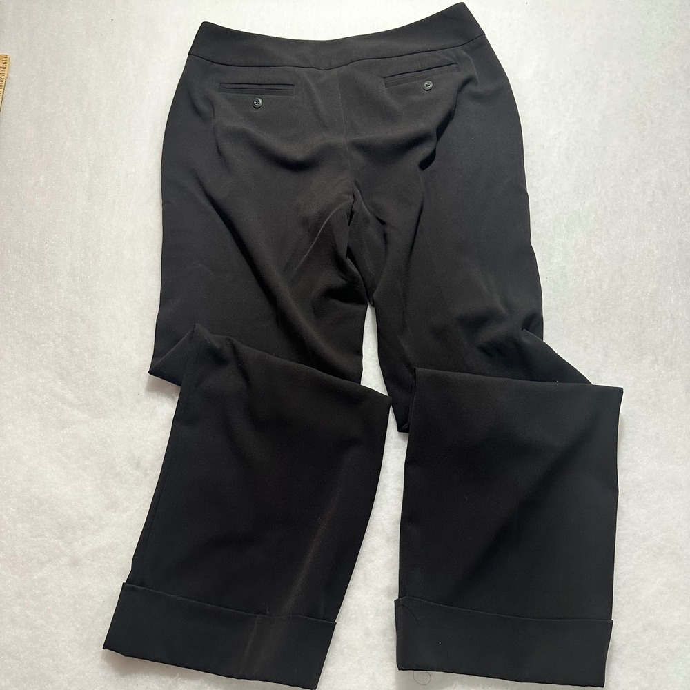 Rafaella Womens Size 14 Black Wide Leg Cuffed Dress Pants Professional Trousers - Picture 8 of 9